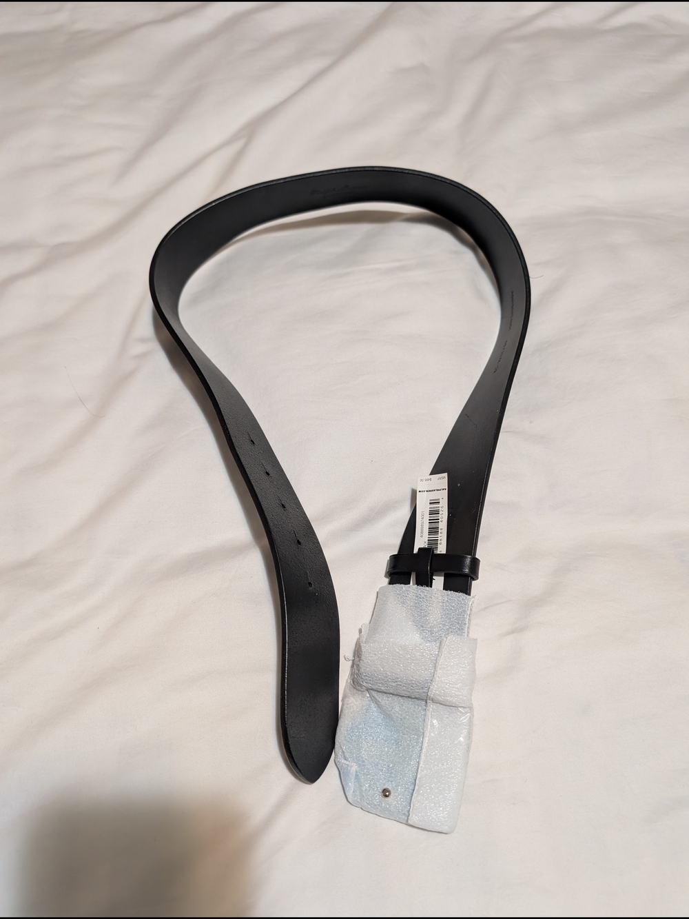 Ralph Lauren Black Leather Men's Belt with Silver RL brand Buckle.